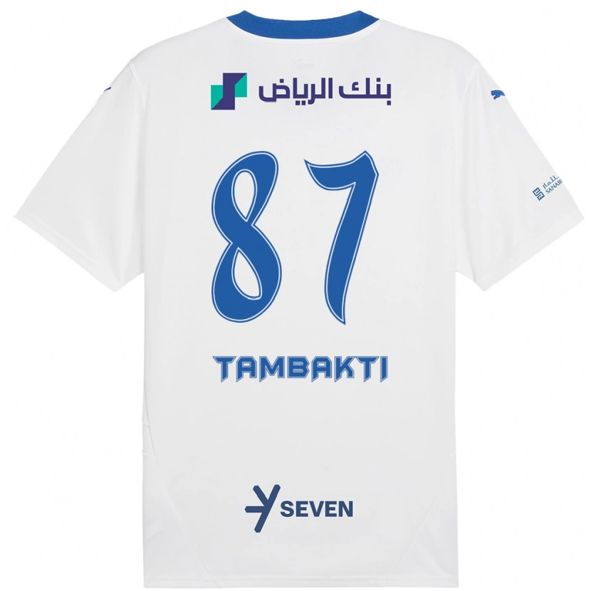 Danxen Niño Camiseta Hassan Tambakti #87 Blanco Azul 2ª Equipación 2024/25 La Camisa