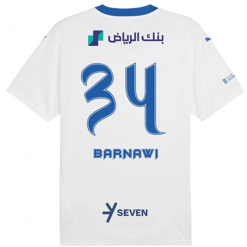 Danxen Niño Camiseta Saleh Barnawi #34 Blanco Azul 2ª Equipación 2024/25 La Camisa