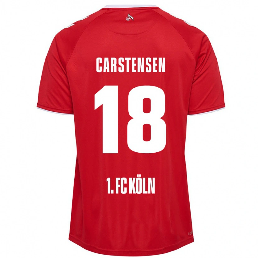 Danxen Niño Camiseta Rasmus Carstensen #18 Rojo Blanco 2ª Equipación 2024/25 La Camisa