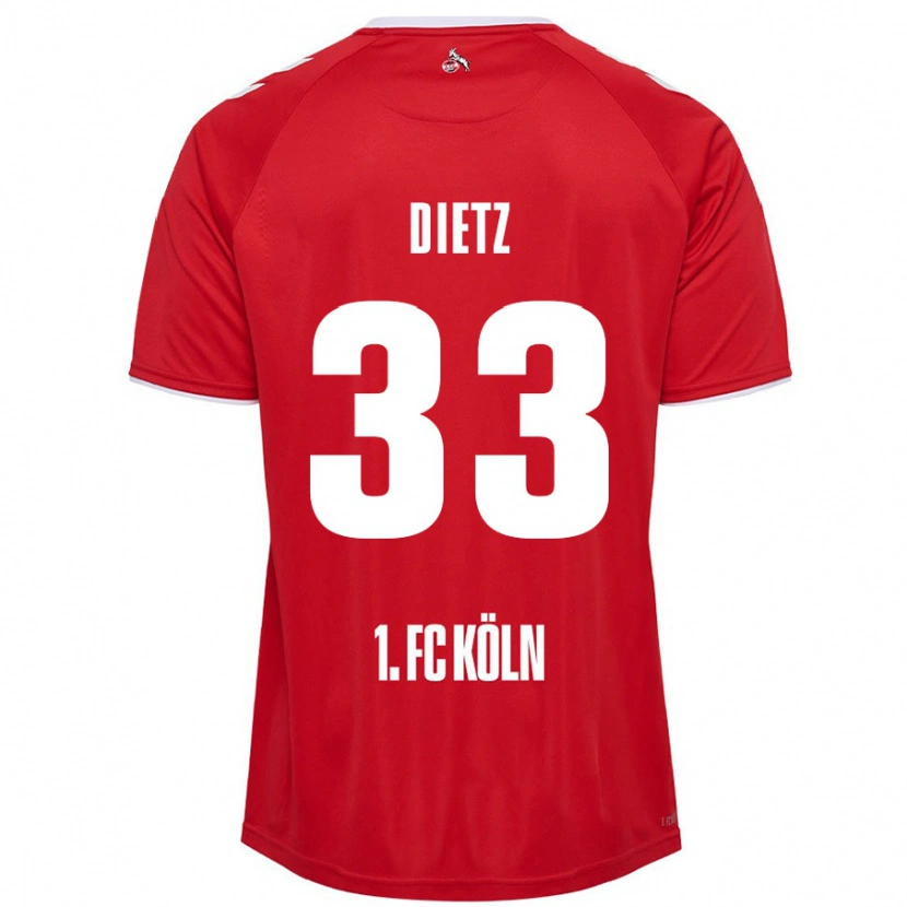 Danxen Niño Camiseta Florian Dietz #33 Rojo Blanco 2ª Equipación 2024/25 La Camisa