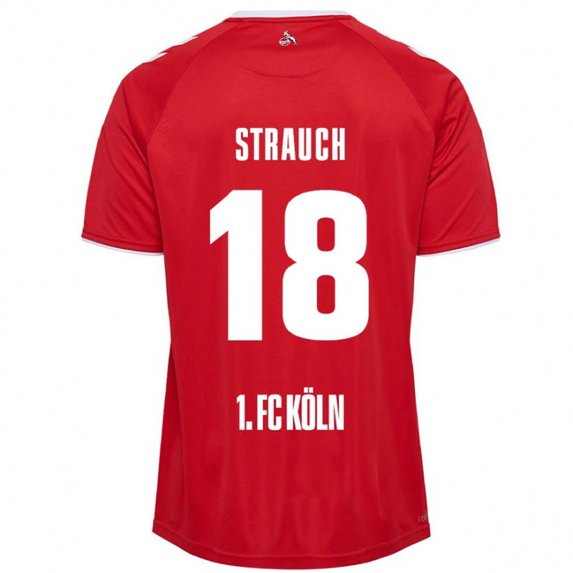 Danxen Niño Camiseta Georg Strauch #18 Rojo Blanco 2ª Equipación 2024/25 La Camisa