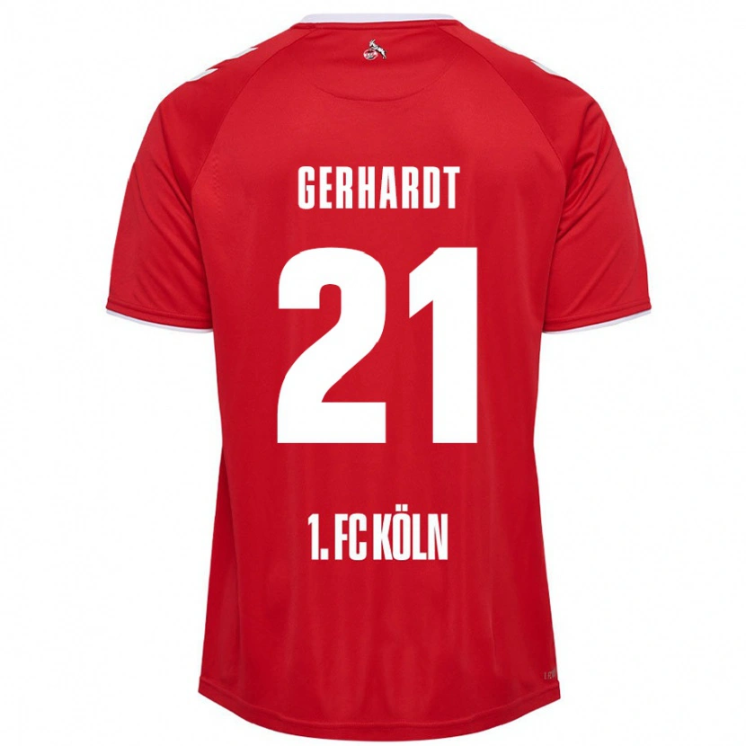 Danxen Niño Camiseta Anna Gerhardt #21 Rojo Blanco 2ª Equipación 2024/25 La Camisa