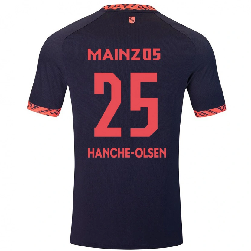 Danxen Niño Camiseta Andreas Hanche-Olsen #25 Azul Coral Rojo 2ª Equipación 2024/25 La Camisa