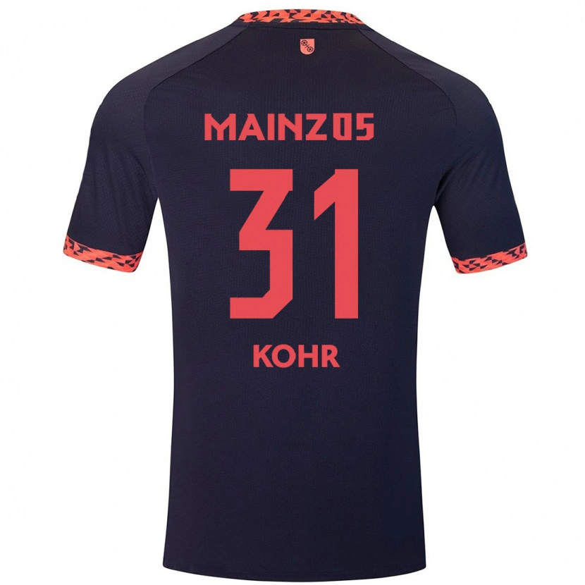 Danxen Niño Camiseta Dominik Kohr #31 Azul Coral Rojo 2ª Equipación 2024/25 La Camisa