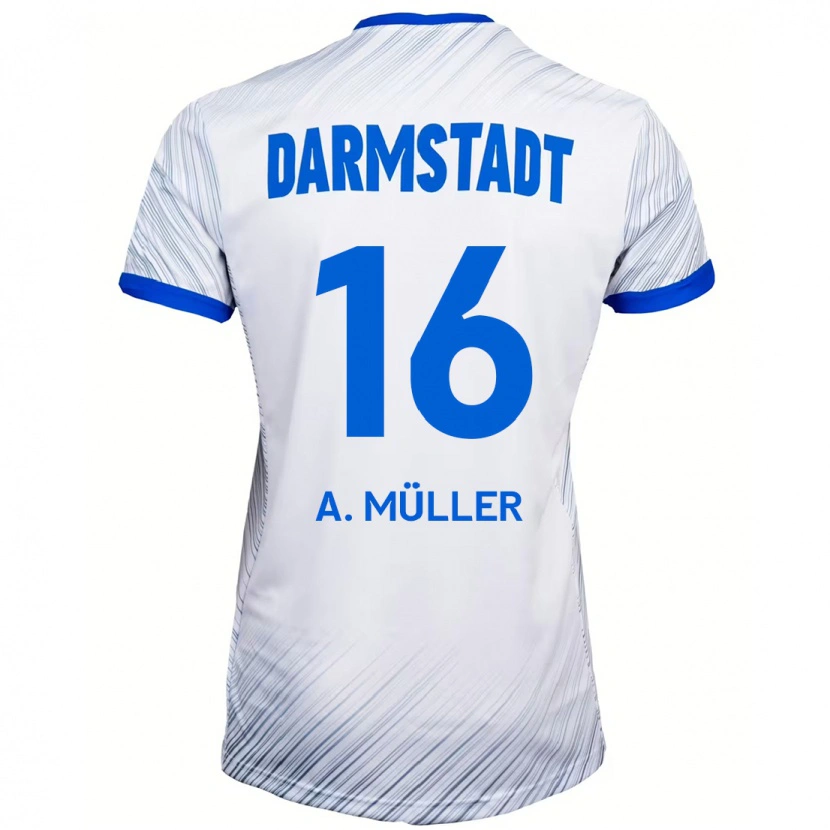 Danxen Niño Camiseta Andreas Müller #16 Blanco Azul 2ª Equipación 2024/25 La Camisa