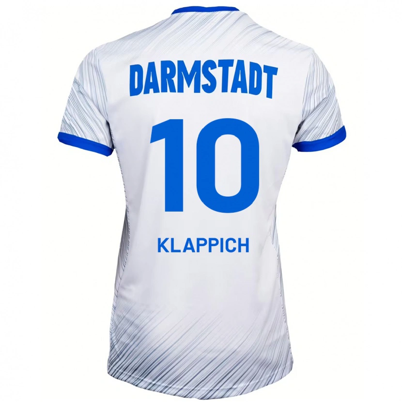 Danxen Niño Camiseta Luis Klappich #10 Blanco Azul 2ª Equipación 2024/25 La Camisa