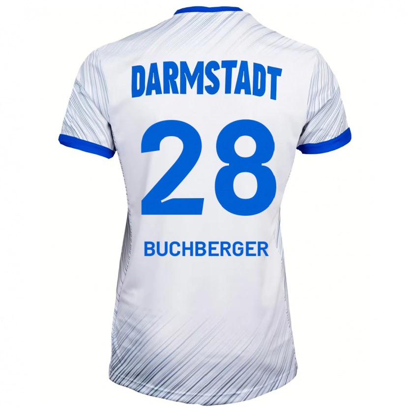 Danxen Niño Camiseta Jonas Buchberger #28 Blanco Azul 2ª Equipación 2024/25 La Camisa