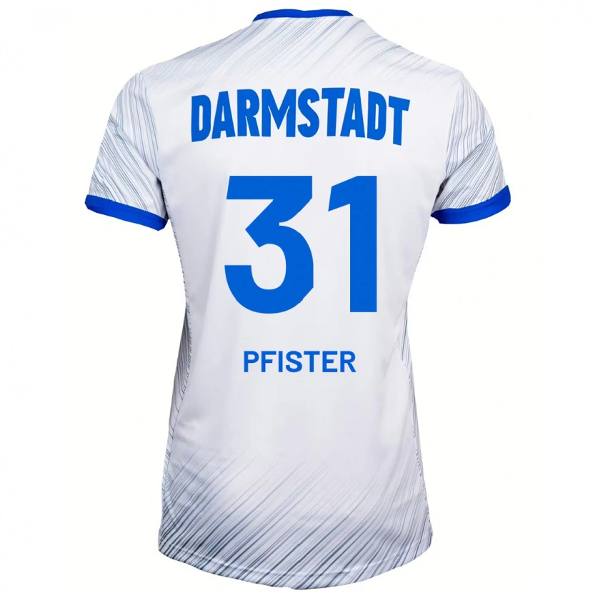 Danxen Niño Camiseta Max Pfister #31 Blanco Azul 2ª Equipación 2024/25 La Camisa