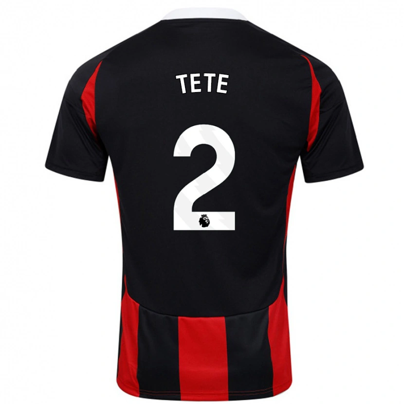 Danxen Niño Camiseta Kenny Tete #2 Negro Rojo 2ª Equipación 2024/25 La Camisa