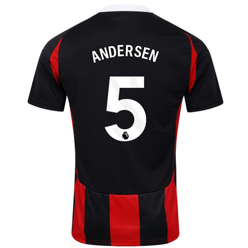 Danxen Niño Camiseta Joachim Andersen #5 Negro Rojo 2ª Equipación 2024/25 La Camisa