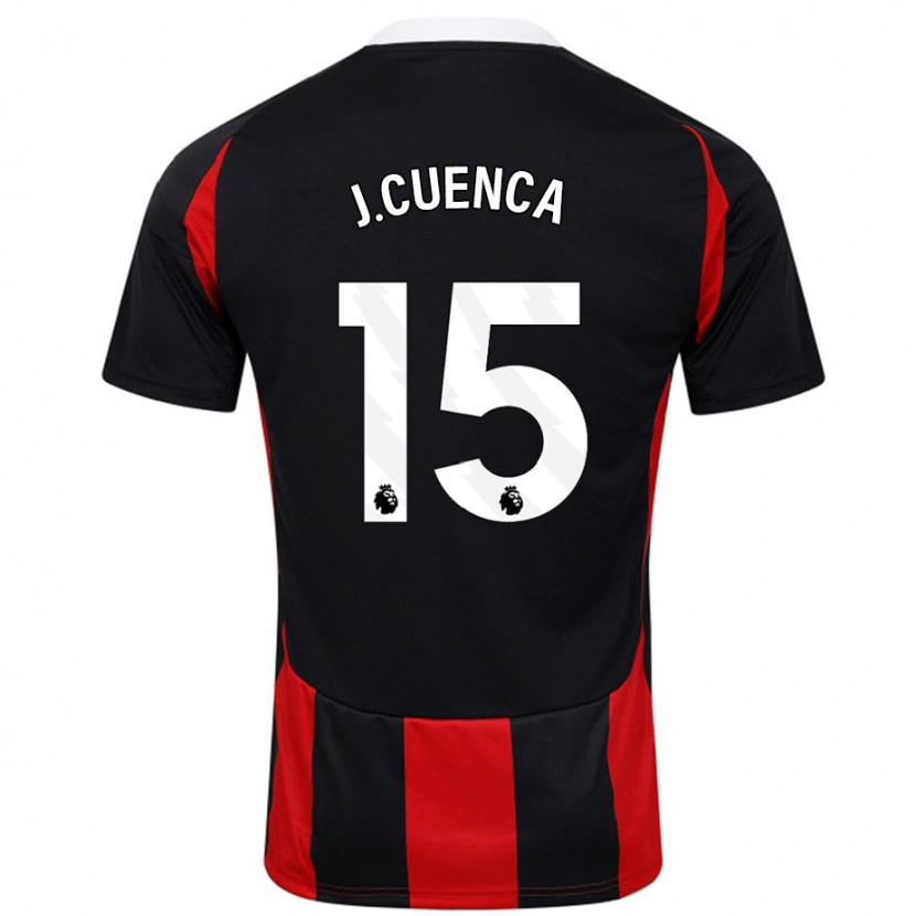 Danxen Niño Camiseta Jorge Cuenca #15 Negro Rojo 2ª Equipación 2024/25 La Camisa