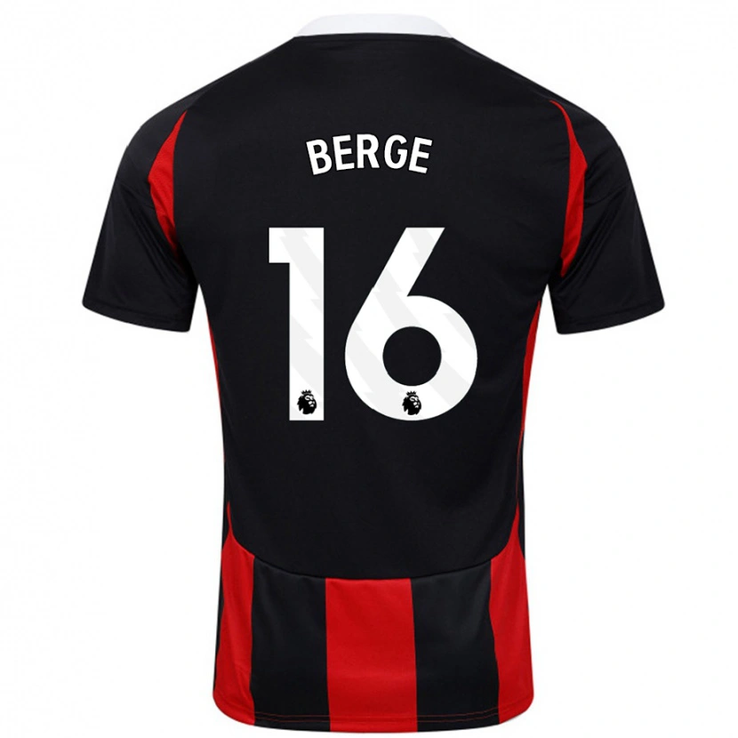 Danxen Niño Camiseta Sander Berge #16 Negro Rojo 2ª Equipación 2024/25 La Camisa