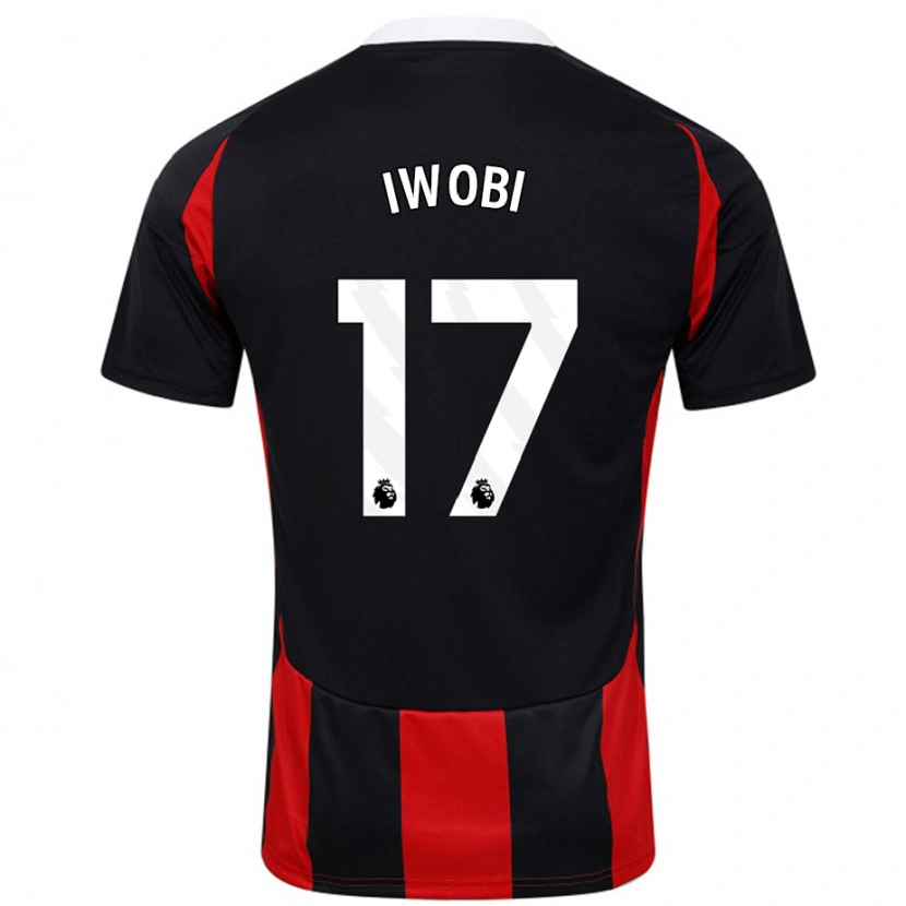 Danxen Niño Camiseta Alex Iwobi #17 Negro Rojo 2ª Equipación 2024/25 La Camisa