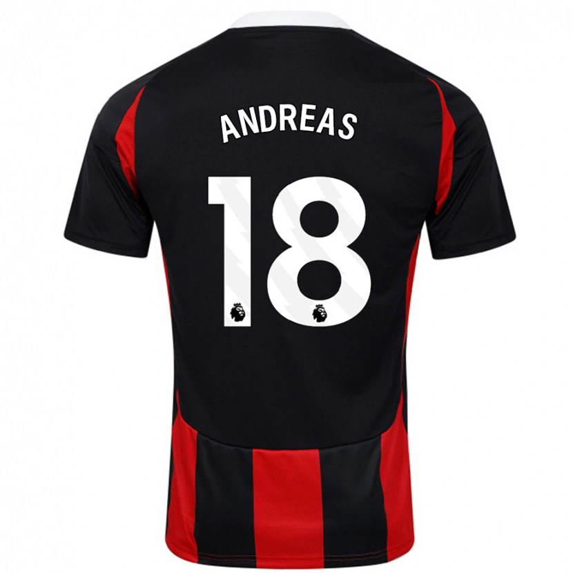 Danxen Niño Camiseta Andreas Pereira #18 Negro Rojo 2ª Equipación 2024/25 La Camisa