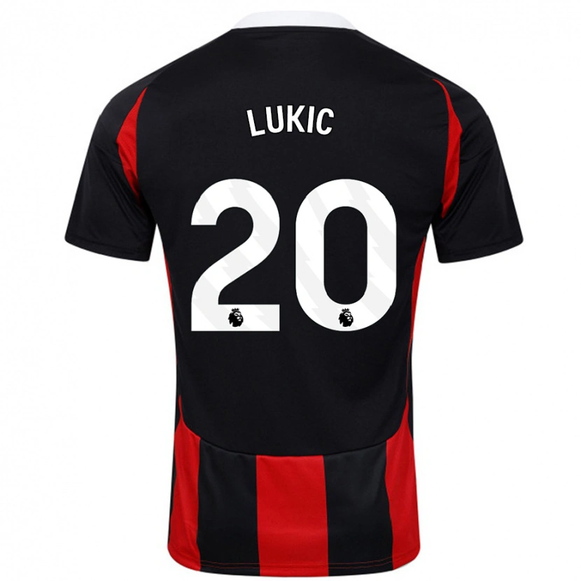 Danxen Niño Camiseta Saša Lukić #20 Negro Rojo 2ª Equipación 2024/25 La Camisa