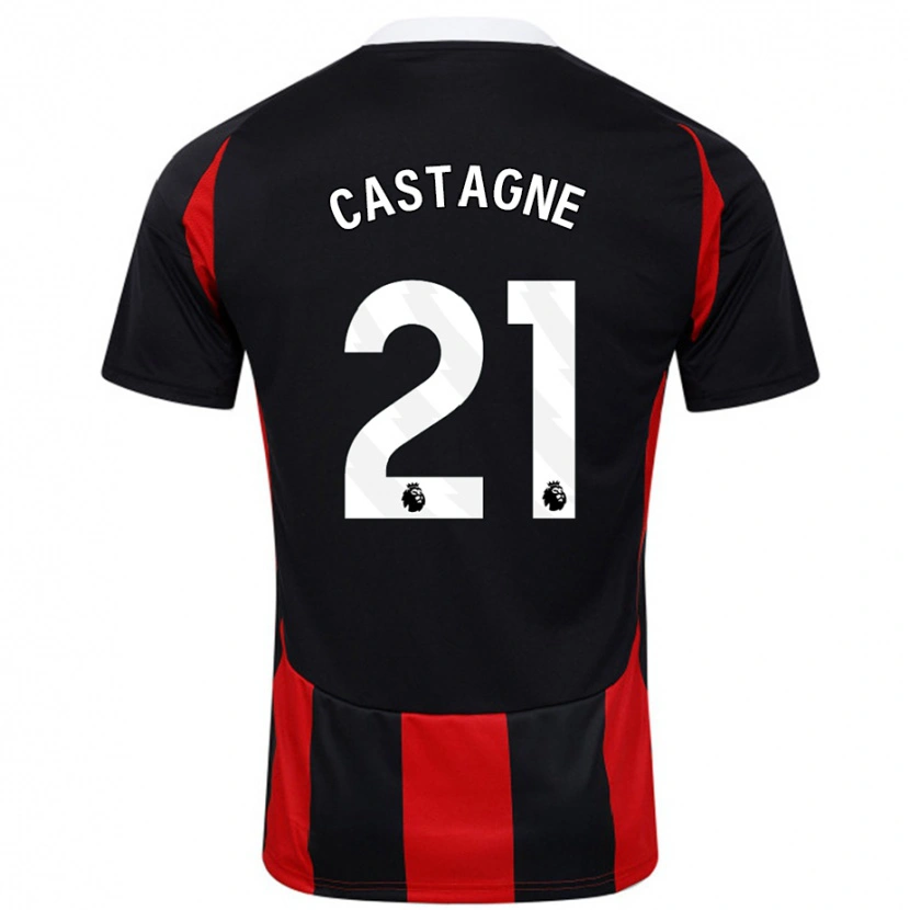 Danxen Niño Camiseta Timothy Castagne #21 Negro Rojo 2ª Equipación 2024/25 La Camisa