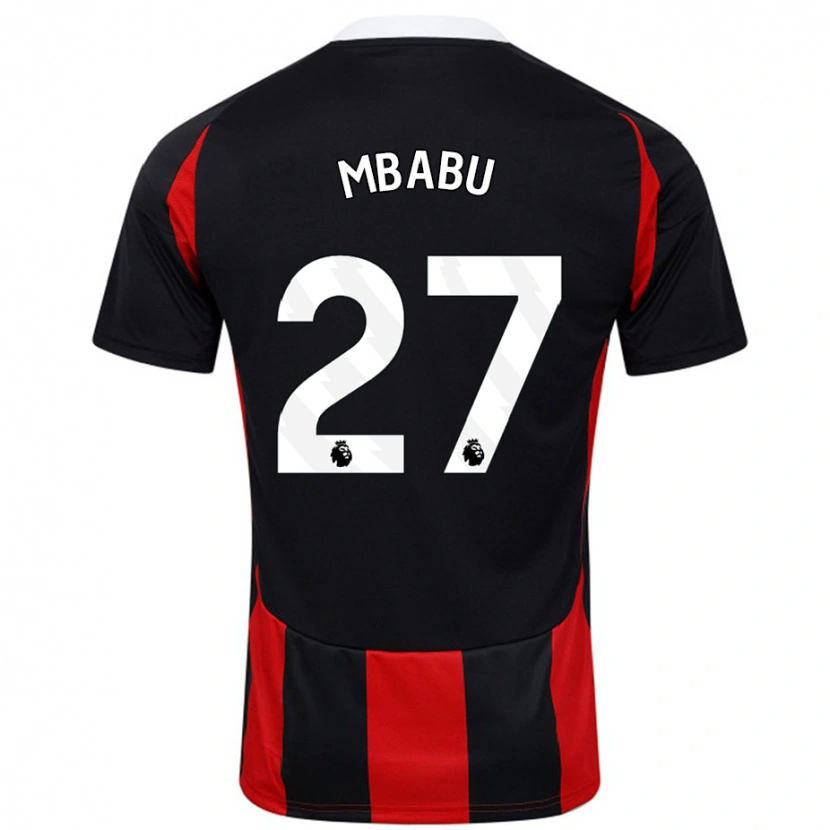 Danxen Niño Camiseta Kevin Mbabu #27 Negro Rojo 2ª Equipación 2024/25 La Camisa