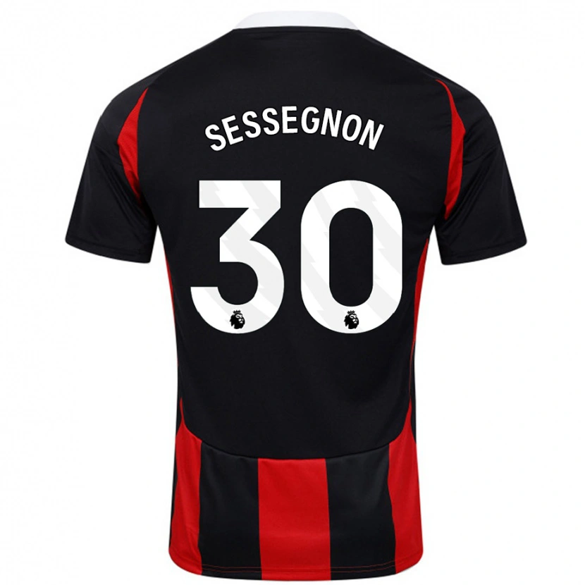 Danxen Niño Camiseta Ryan Sessegnon #30 Negro Rojo 2ª Equipación 2024/25 La Camisa