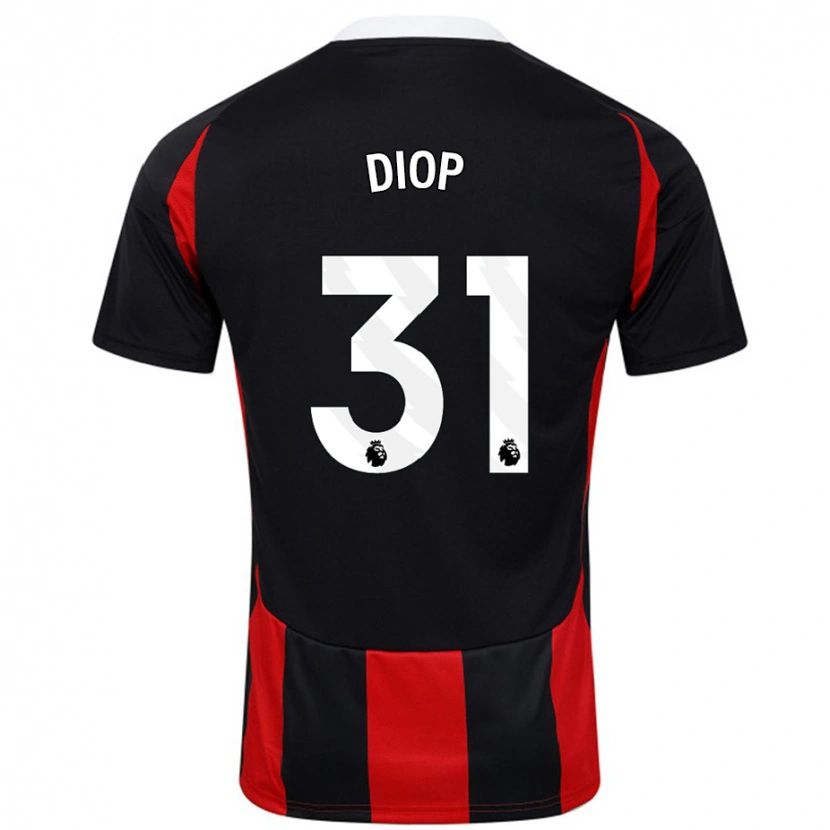 Danxen Niño Camiseta Issa Diop #31 Negro Rojo 2ª Equipación 2024/25 La Camisa