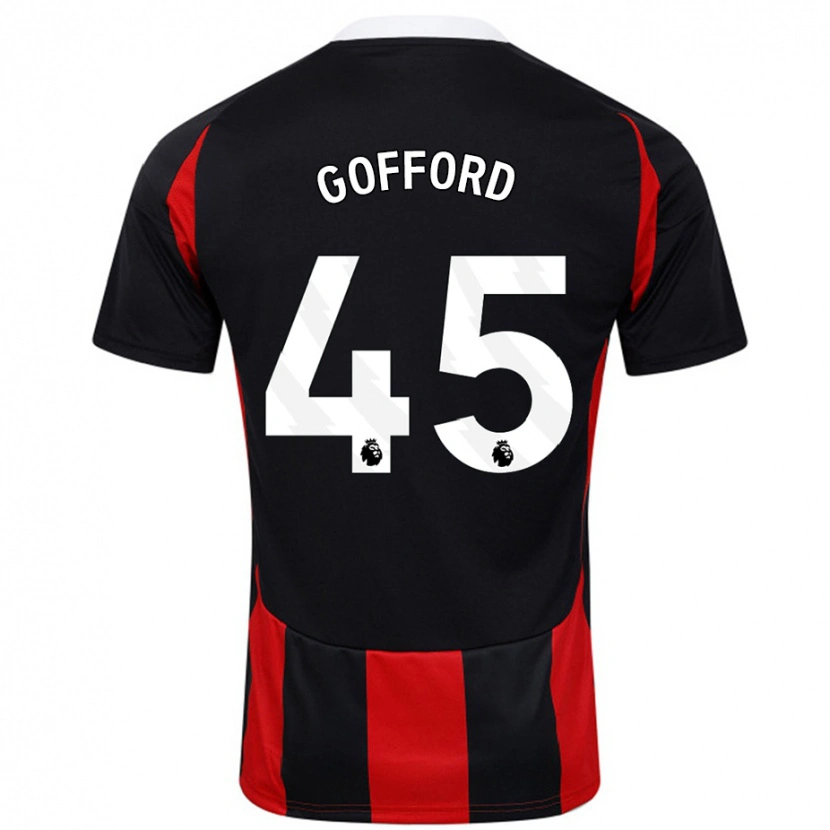 Danxen Niño Camiseta Oliver Gofford #45 Negro Rojo 2ª Equipación 2024/25 La Camisa