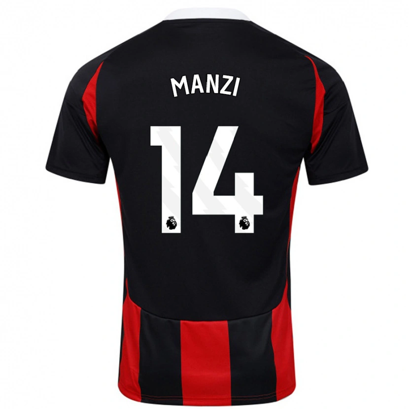 Danxen Niño Camiseta Sophie Manzi #14 Negro Rojo 2ª Equipación 2024/25 La Camisa