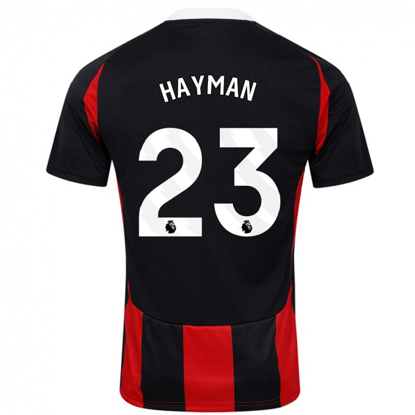 Danxen Niño Camiseta Alex Hayman #23 Negro Rojo 2ª Equipación 2024/25 La Camisa