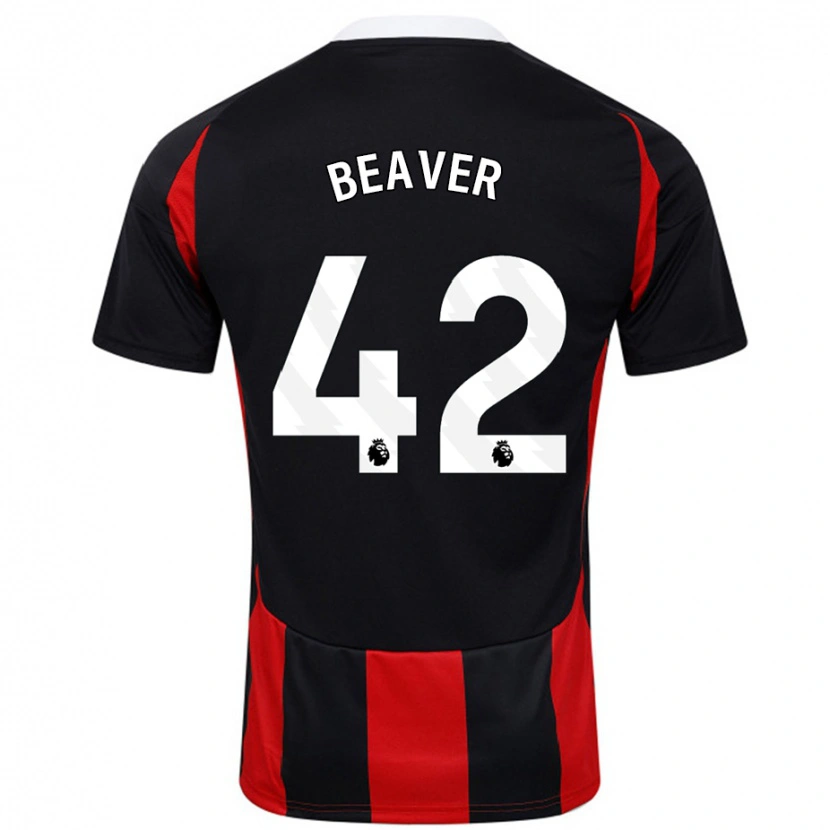 Danxen Niño Camiseta Cat Beaver #42 Negro Rojo 2ª Equipación 2024/25 La Camisa