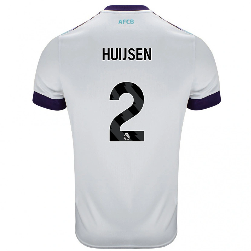 Danxen Niño Camiseta Dean Huijsen #2 Blanco Verde Púrpura 2ª Equipación 2024/25 La Camisa