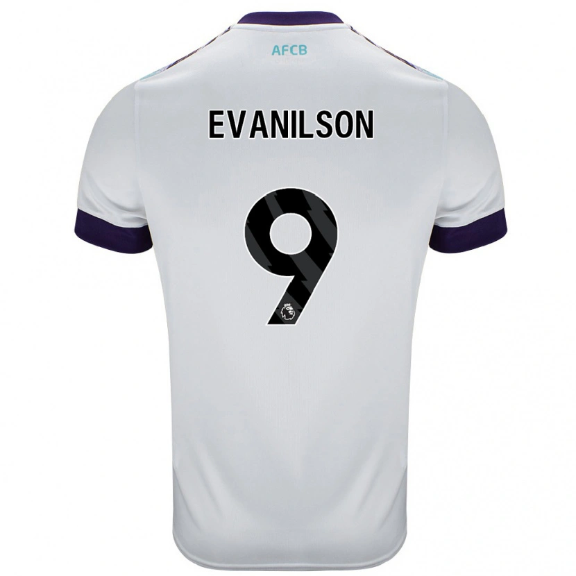 Danxen Niño Camiseta Evanilson #9 Blanco Verde Púrpura 2ª Equipación 2024/25 La Camisa