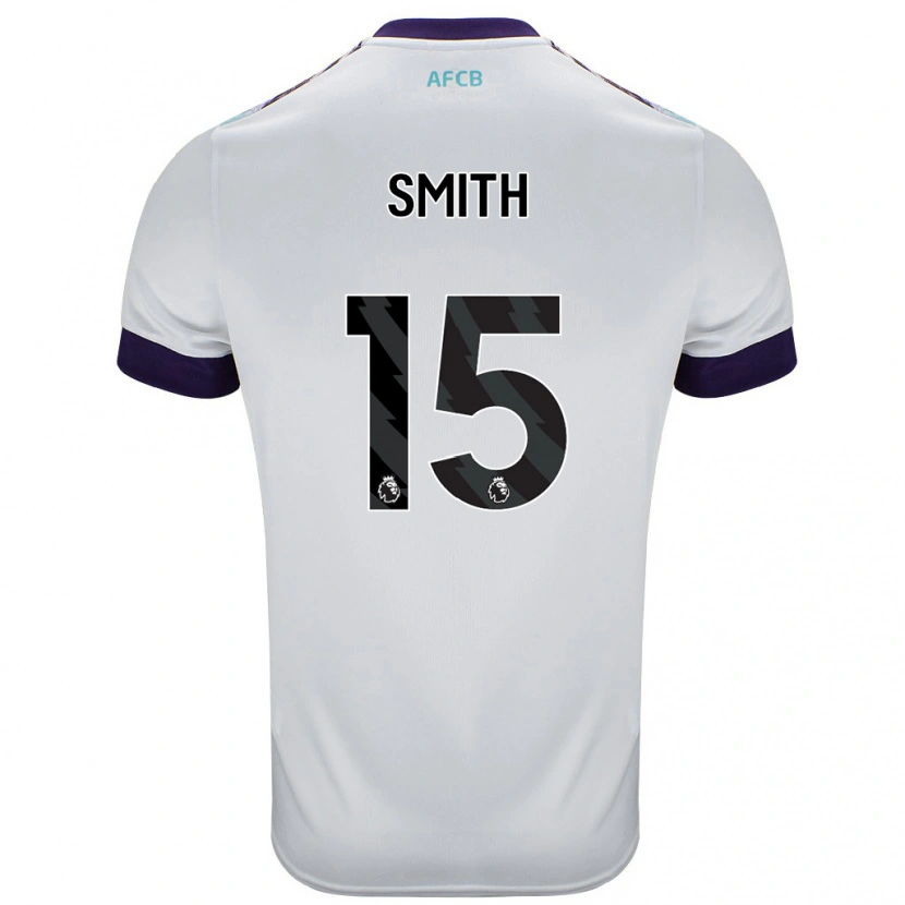 Danxen Niño Camiseta Adam Smith #15 Blanco Verde Púrpura 2ª Equipación 2024/25 La Camisa