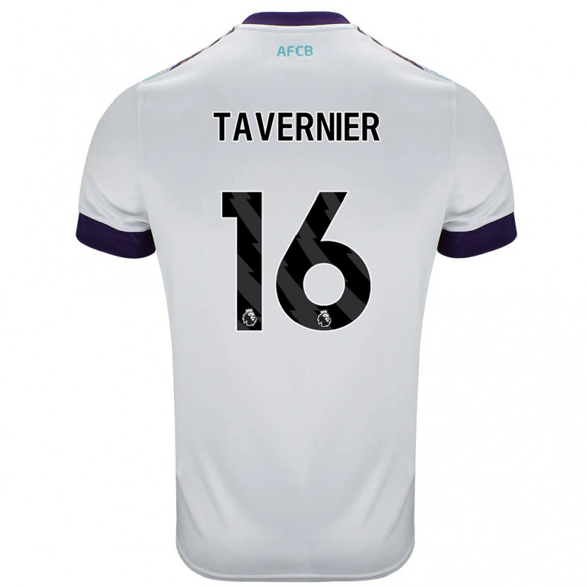 Danxen Niño Camiseta Marcus Tavernier #16 Blanco Verde Púrpura 2ª Equipación 2024/25 La Camisa