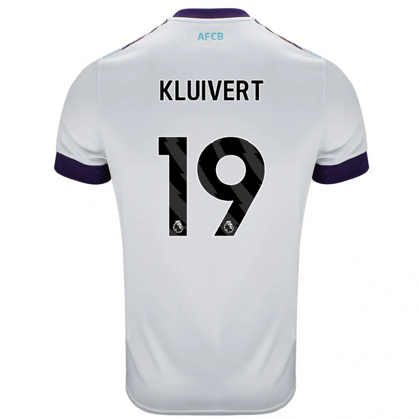 Danxen Niño Camiseta Justin Kluivert #19 Blanco Verde Púrpura 2ª Equipación 2024/25 La Camisa