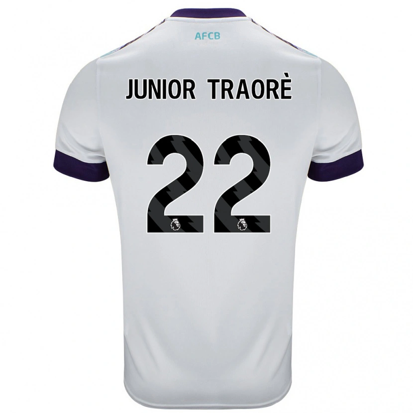 Danxen Niño Camiseta Hamed Junior Traorè #22 Blanco Verde Púrpura 2ª Equipación 2024/25 La Camisa