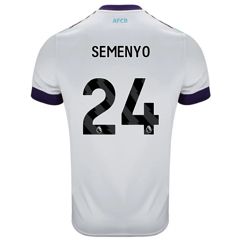 Danxen Niño Camiseta Antoine Semenyo #24 Blanco Verde Púrpura 2ª Equipación 2024/25 La Camisa