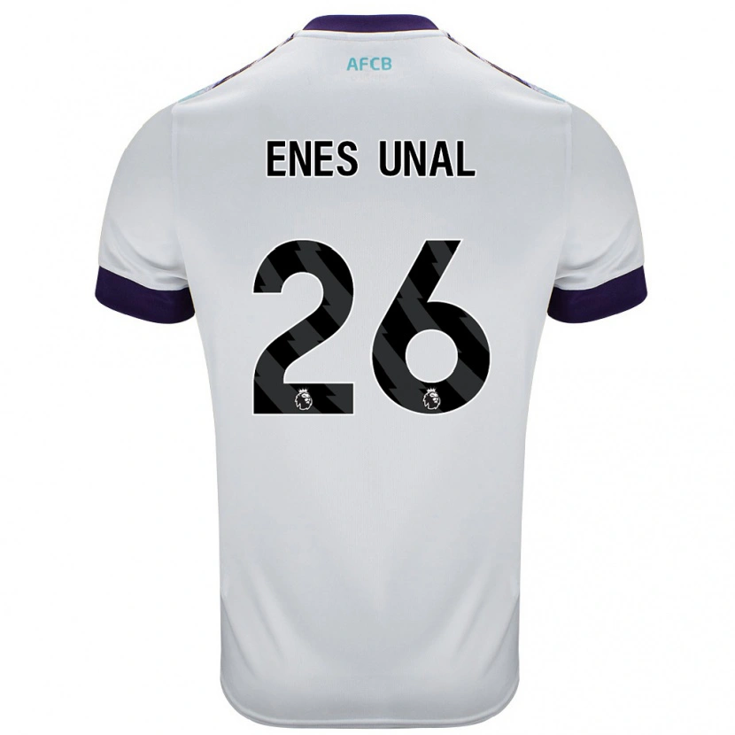 Danxen Niño Camiseta Enes Ünal #26 Blanco Verde Púrpura 2ª Equipación 2024/25 La Camisa