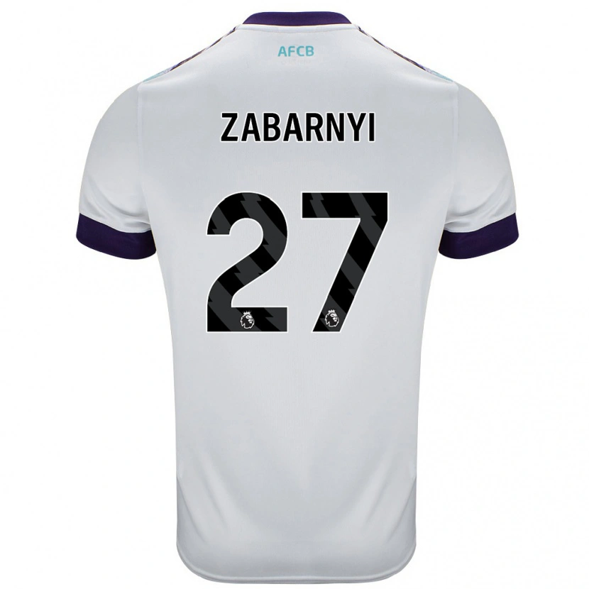 Danxen Niño Camiseta Ilya Zabarnyi #27 Blanco Verde Púrpura 2ª Equipación 2024/25 La Camisa