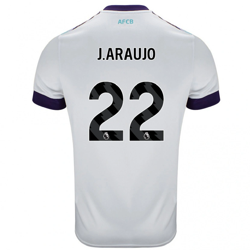 Danxen Niño Camiseta Julián Araujo #28 Blanco Verde Púrpura 2ª Equipación 2024/25 La Camisa