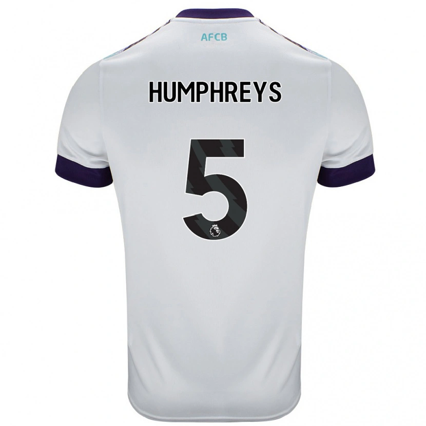 Danxen Niño Camiseta Holly Humphreys #5 Blanco Verde Púrpura 2ª Equipación 2024/25 La Camisa