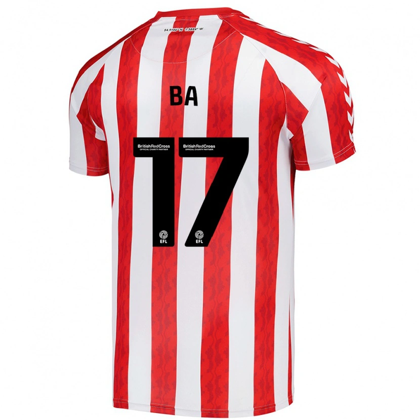 Danxen Hombre Camiseta Abdoullah Ba #17 Rojo Blanco 1ª Equipación 2024/25 La Camisa