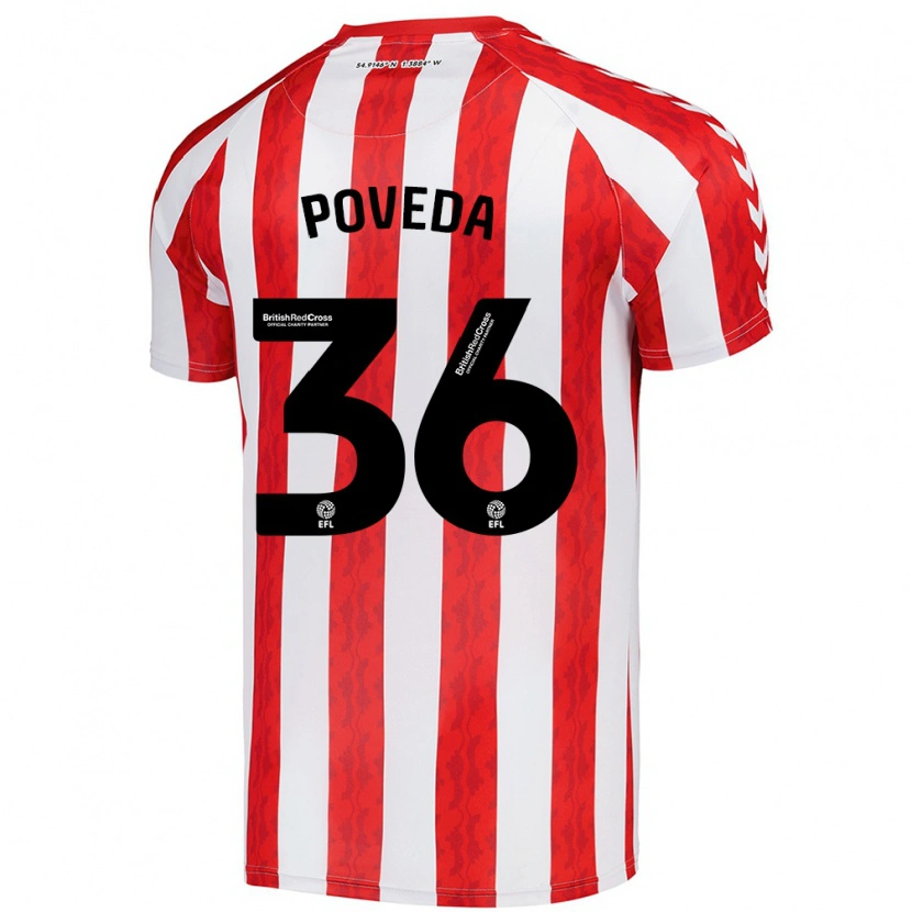 Danxen Hombre Camiseta Ian Poveda #36 Rojo Blanco 1ª Equipación 2024/25 La Camisa