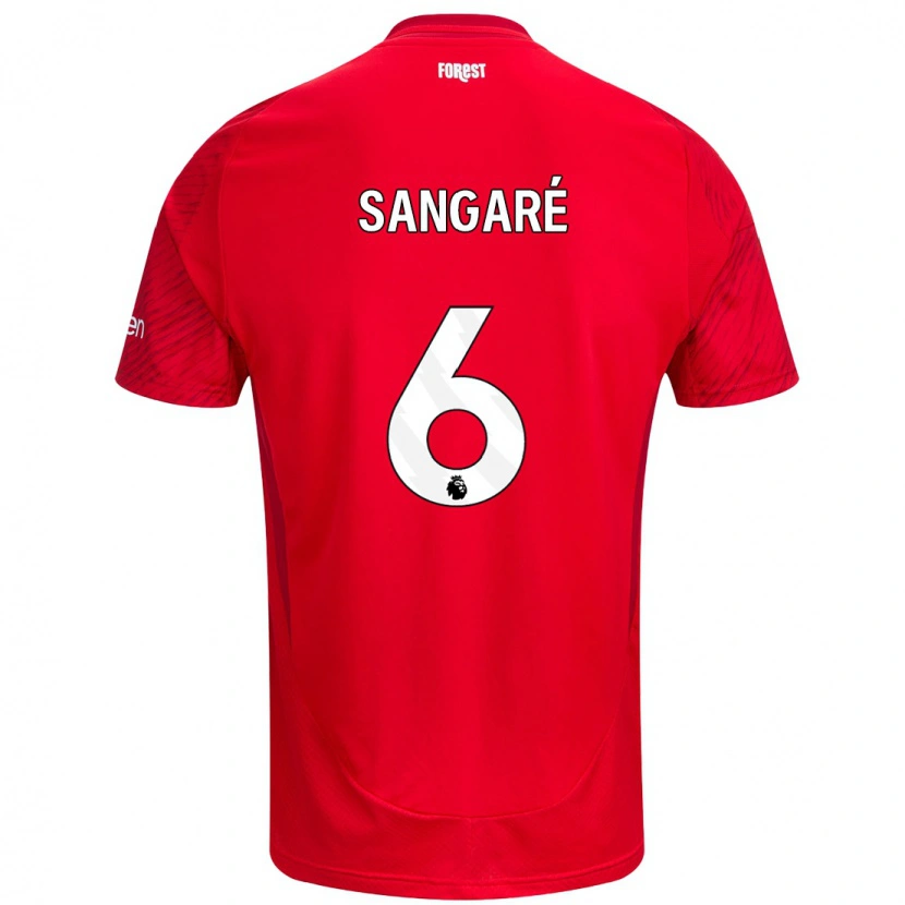 Danxen Hombre Camiseta Ibrahim Sangaré #6 Rojo Blanco 1ª Equipación 2024/25 La Camisa