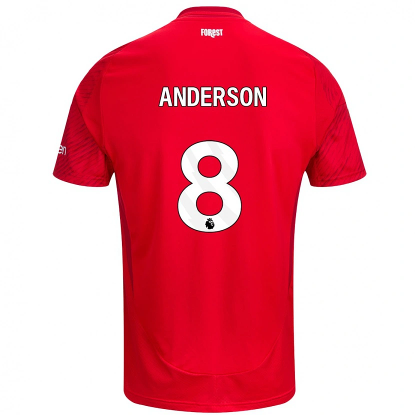 Danxen Hombre Camiseta Elliot Anderson #8 Rojo Blanco 1ª Equipación 2024/25 La Camisa