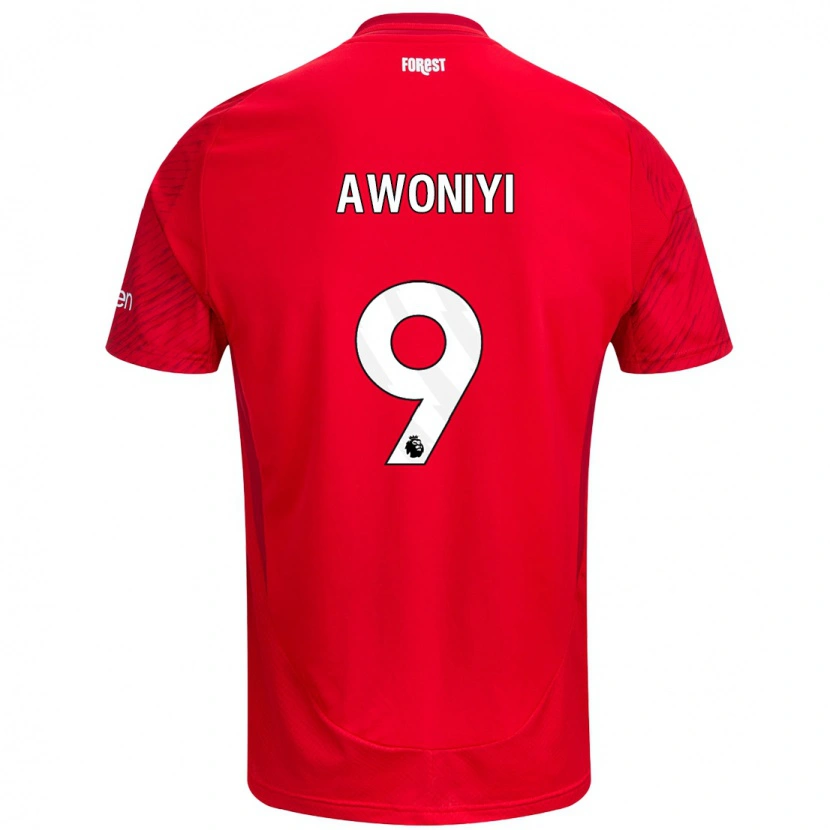 Danxen Hombre Camiseta Taiwo Awoniyi #9 Rojo Blanco 1ª Equipación 2024/25 La Camisa