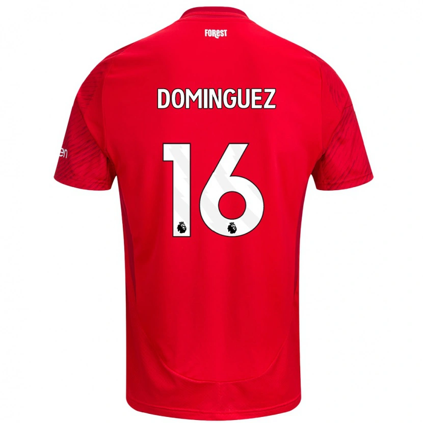 Danxen Hombre Camiseta Nicolás Domínguez #16 Rojo Blanco 1ª Equipación 2024/25 La Camisa