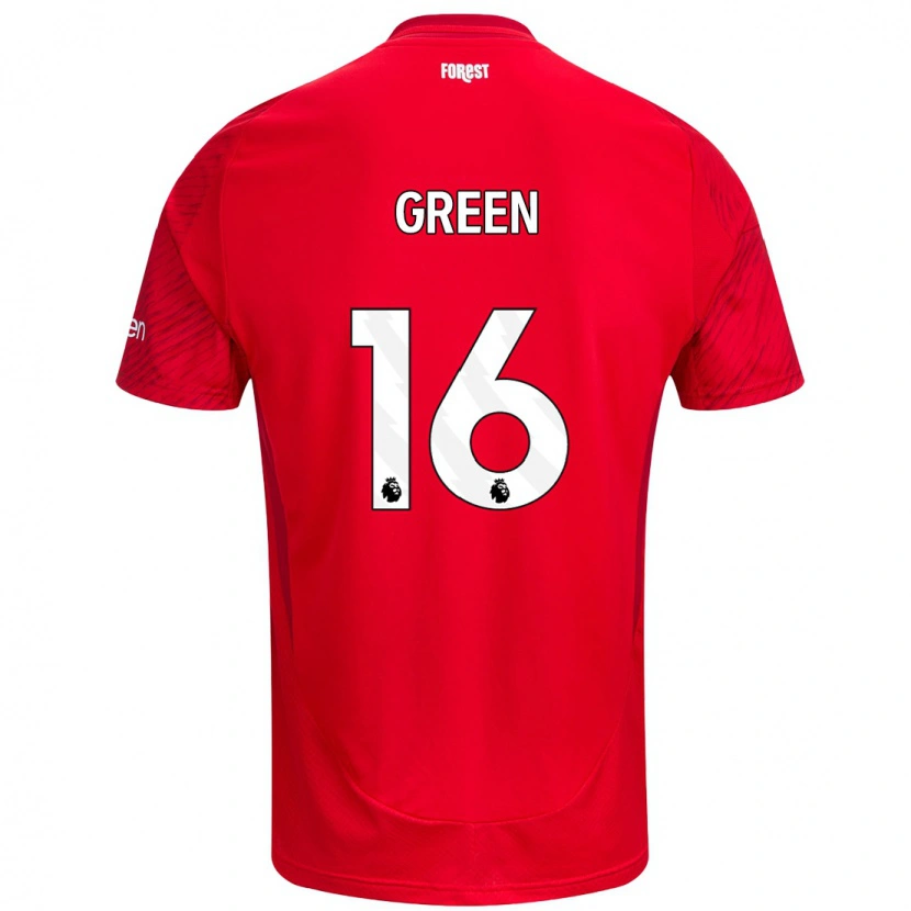 Danxen Hombre Camiseta Mollie Green #16 Rojo Blanco 1ª Equipación 2024/25 La Camisa