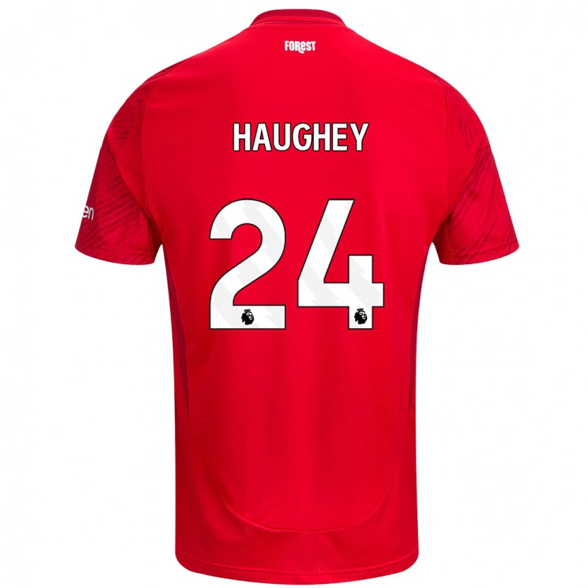 Danxen Hombre Camiseta Ella Haughey #24 Rojo Blanco 1ª Equipación 2024/25 La Camisa