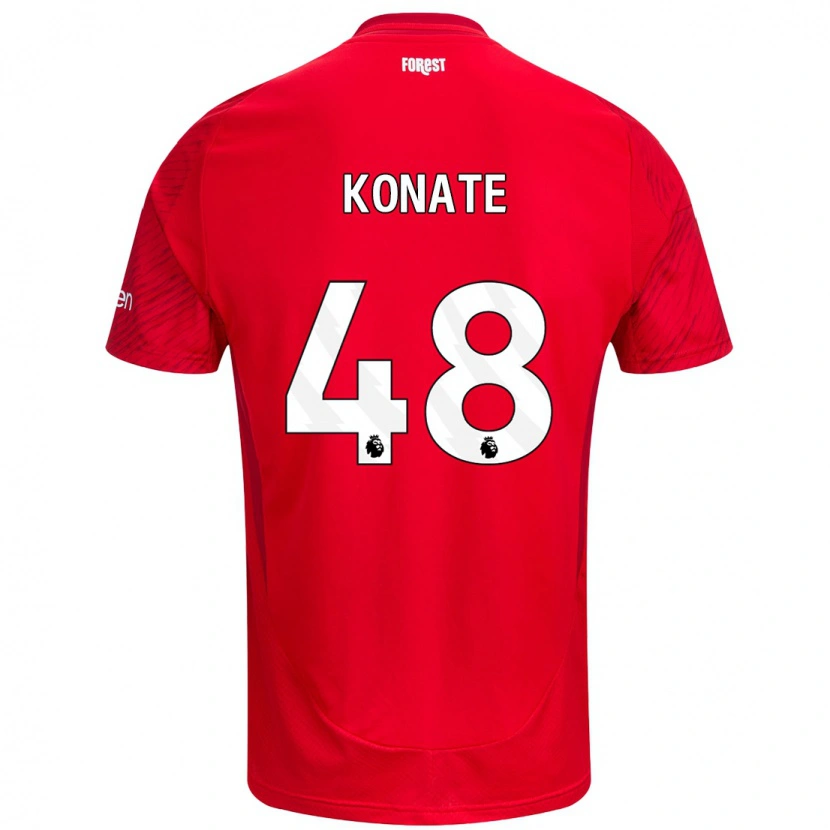 Danxen Hombre Camiseta Ateef Konaté #48 Rojo Blanco 1ª Equipación 2024/25 La Camisa