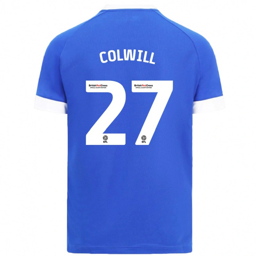 Danxen Hombre Camiseta Rubin Colwill #27 Azul Cielo 1ª Equipación 2024/25 La Camisa