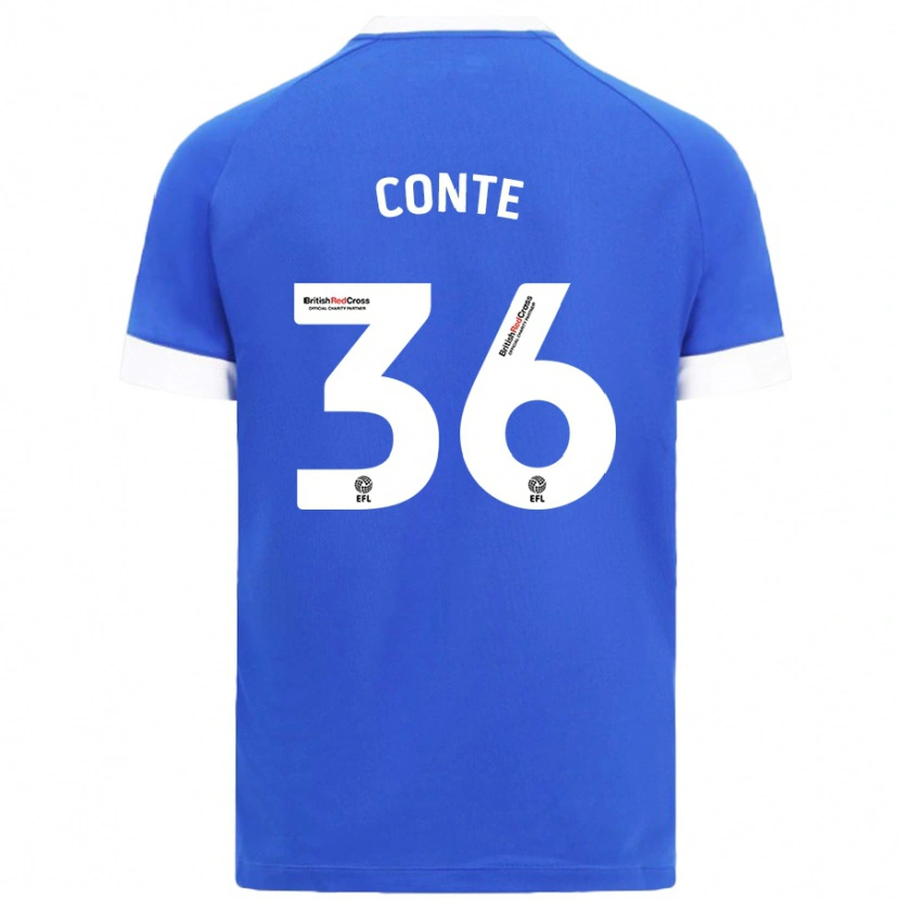 Danxen Hombre Camiseta Raheem Conte #36 Azul Cielo 1ª Equipación 2024/25 La Camisa