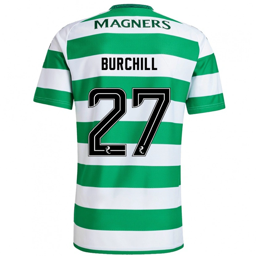 Danxen Hombre Camiseta Tiree Burchill #27 Verde Blanco 1ª Equipación 2024/25 La Camisa